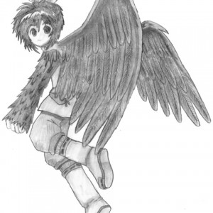 Second copy-draw. Next I'll do one by myself. Again, the wings were done by myself. Actually, I think they may look better than the original! It's kind of comparing apples and oranges, though. They take forever to do.