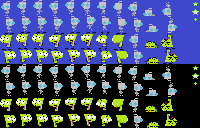 GIR from Invader Zim... on blue to show detail, and on black to show how it looks on the sprite sheet.