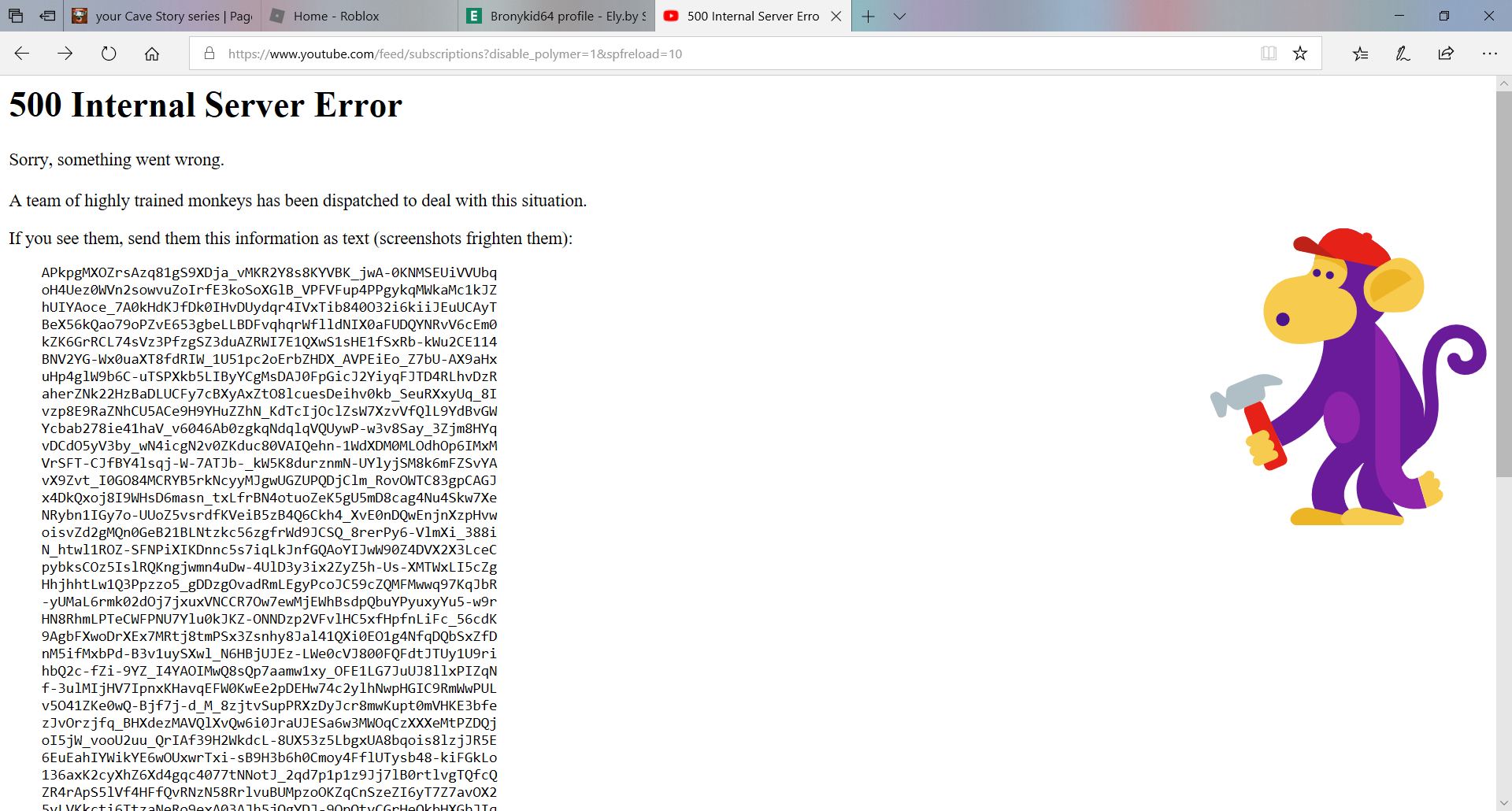 Youtube 500 Internal Server Error